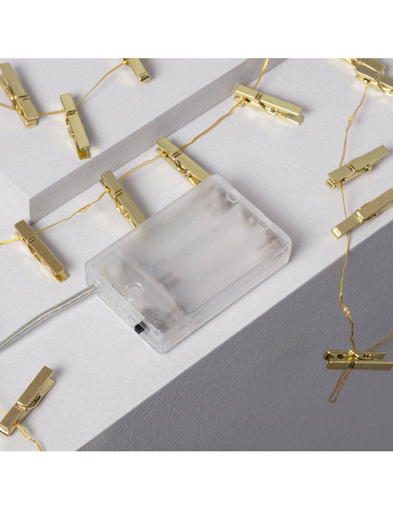 Guirlande LED Fil de Fer avec Pince à Linge Dorée 3.5m