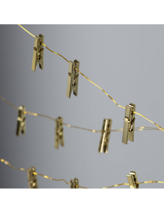 Guirlande LED Fil de Fer avec Pince à Linge Dorée 3.5m