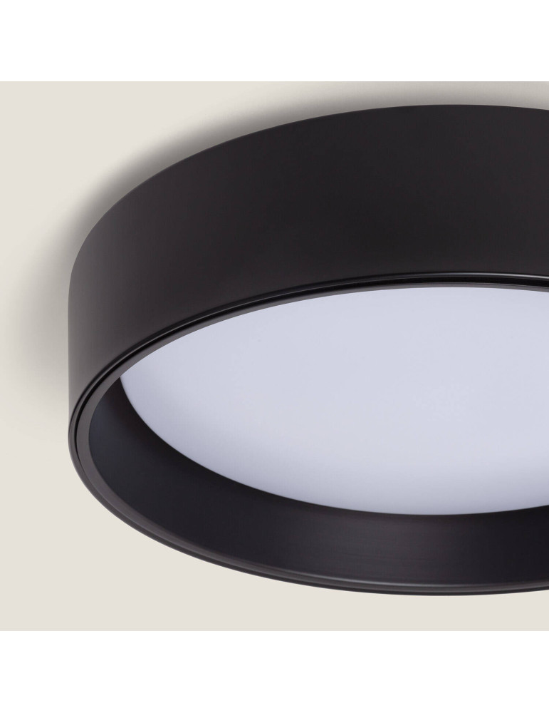 Plafonnier LED Rond Métal 15W CCT Sélectionnable Design Black Ø350 mm