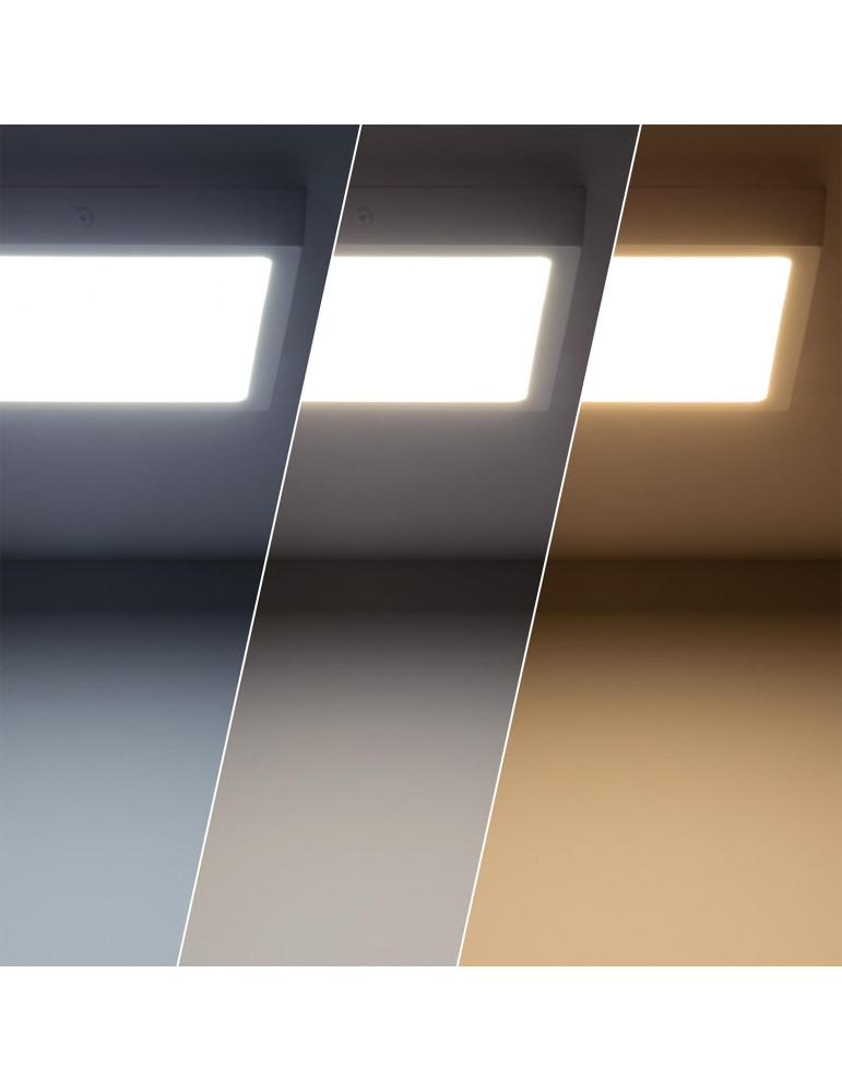 Plafonnier LED Carré 18W Extra-Plat (CRI90) Microprismatique CCT Sélectionnable (UGR17) 205x205 mm