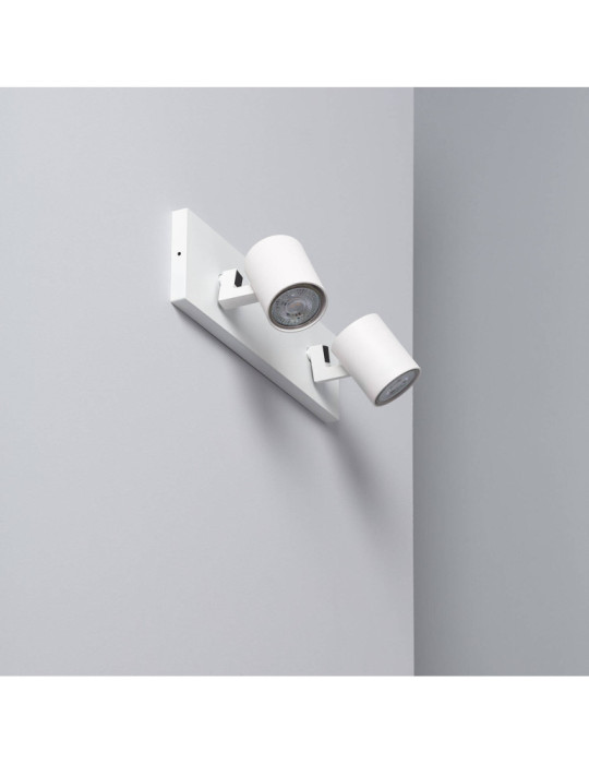 Spot à Douille Double en Saillie Orientable Aluminium Gylu à Ampoule GU10 Spot à Douille Double en Saillie Orientable Aluminium Gylu à Ampoule GU10
