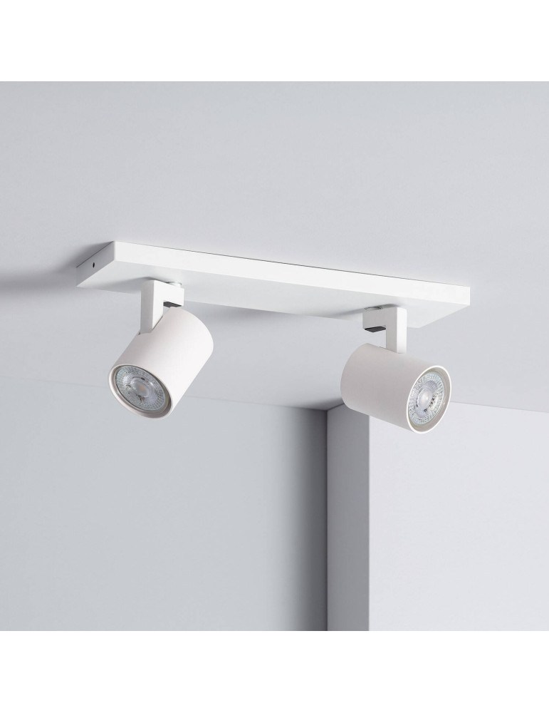 Spot à Douille Double en Saillie Orientable Aluminium Gylu à Ampoule GU10