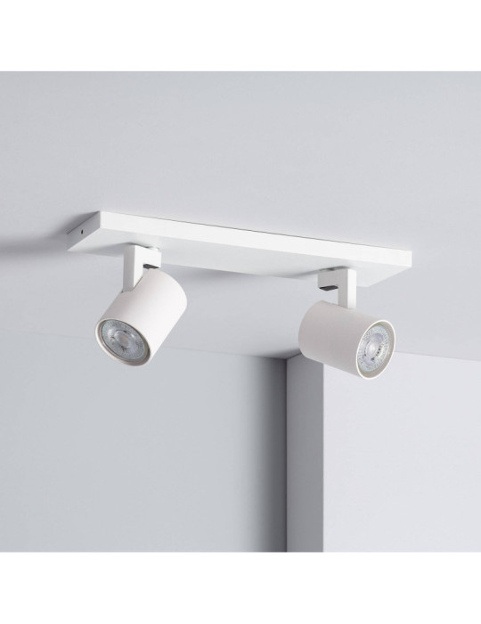 Spot à Douille Double en Saillie Orientable Aluminium Gylu à Ampoule GU10
