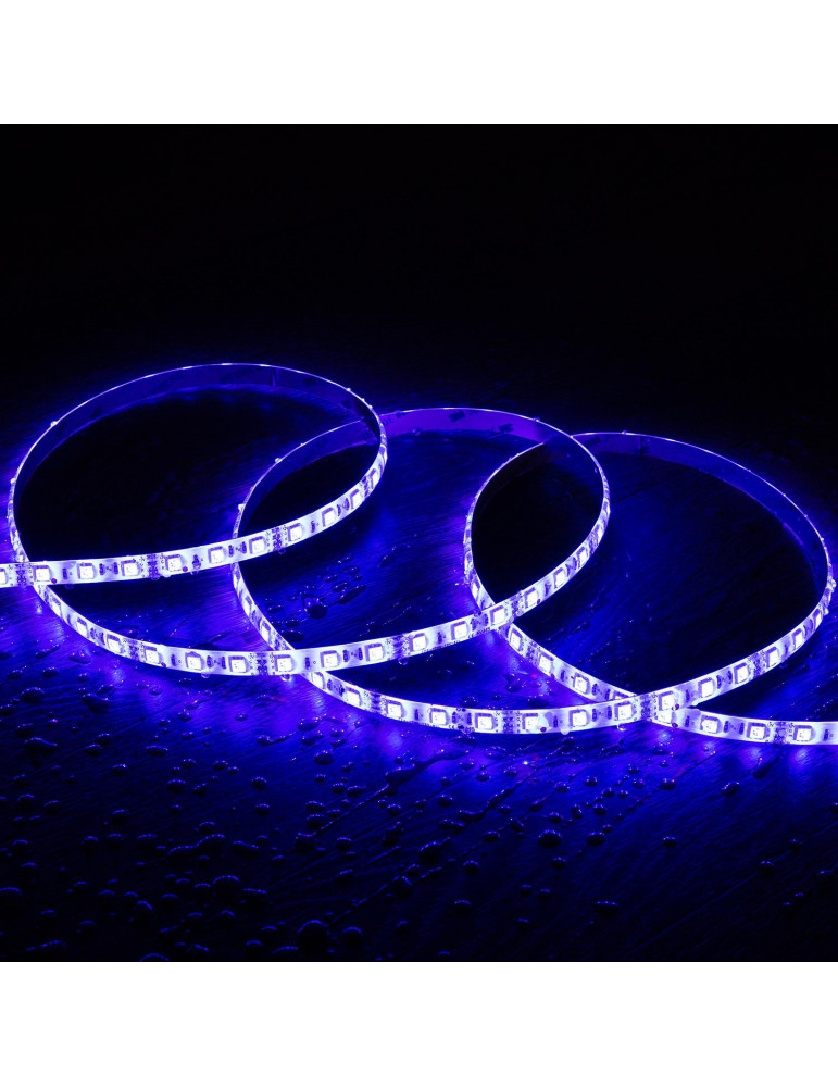 Ruban LED RGB 12V DC SMD5050 60LED/m 5m IP65 Largeur 10mm Coupe 10cm