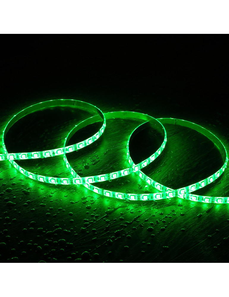 Ruban LED RGB 12V DC SMD5050 60LED/m 5m IP65 Largeur 10mm Coupe 10cm