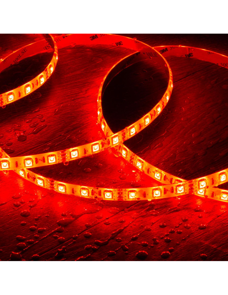Ruban LED RGB 12V DC SMD5050 60LED/m 5m IP65 Largeur 10mm Coupe 10cm