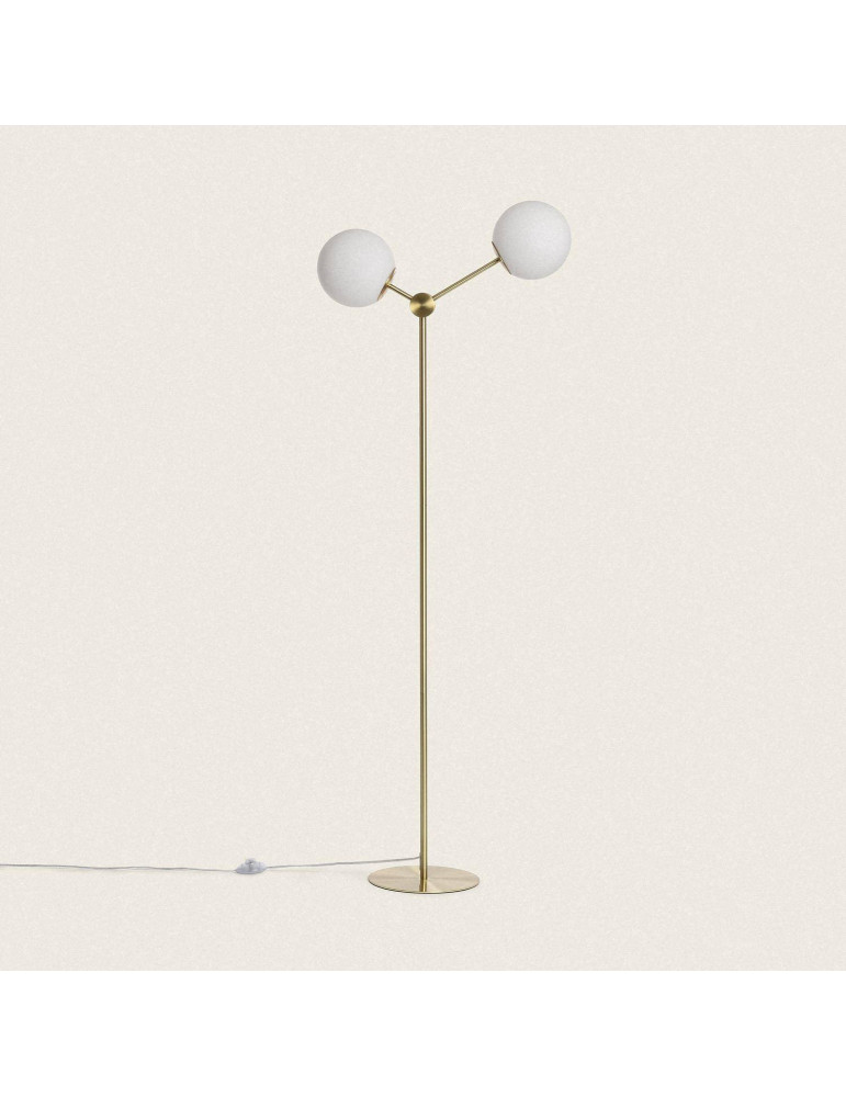 Lampadaire Métal et Verre Moonlight 2 Spots