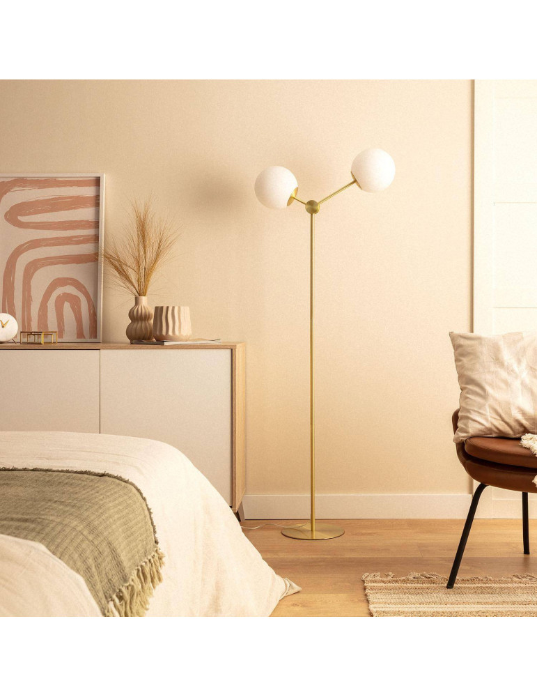 Lampadaire Métal et Verre Moonlight 2 Spots