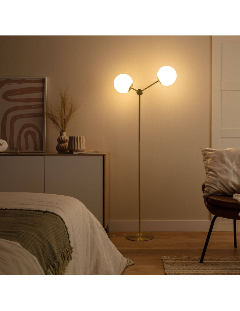 Lampadaire Métal et Verre Moonlight 2 Spots