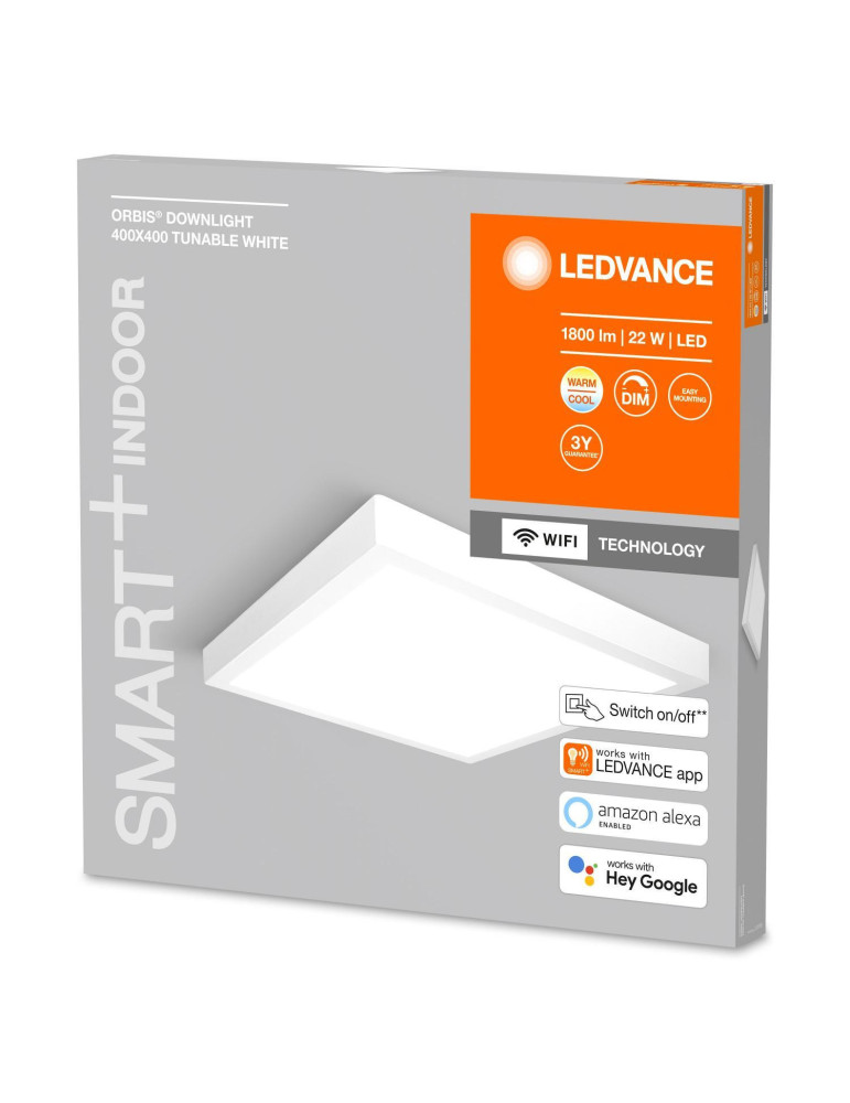 Plafonnier LED Carré 400x400 mm 22W CCT Smart+ WiFi ORBIS 4058075572973