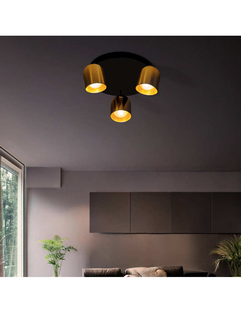 Plafonnier Rond Orientable Aluminium 3 Spots Caleb
