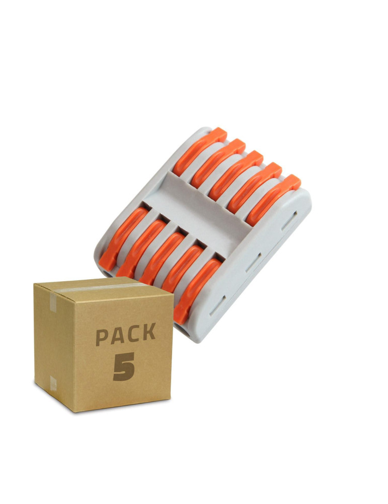 Pack 5 Connecteurs Rapides 5 Entrées et 5 Sorties SPL-5 pour Câble Électrique de 0.08-4mm²