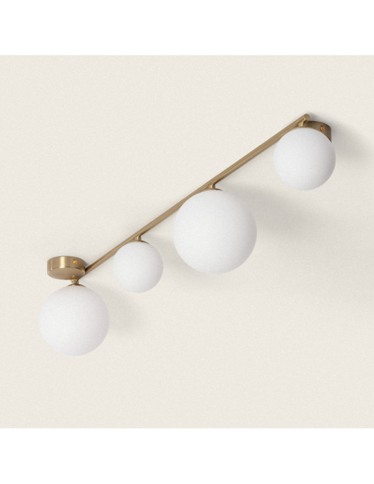 Plafonnier Métal et Verre Moonlight Brass 4 Spots