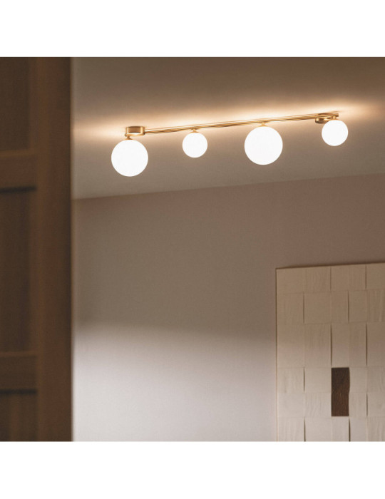 Plafonnier Métal et Verre Moonlight Brass 4 Spots