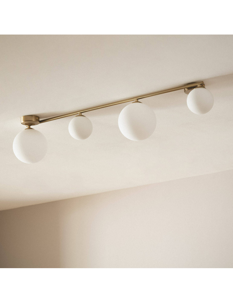 Plafonnier Métal et Verre Moonlight Brass 4 Spots