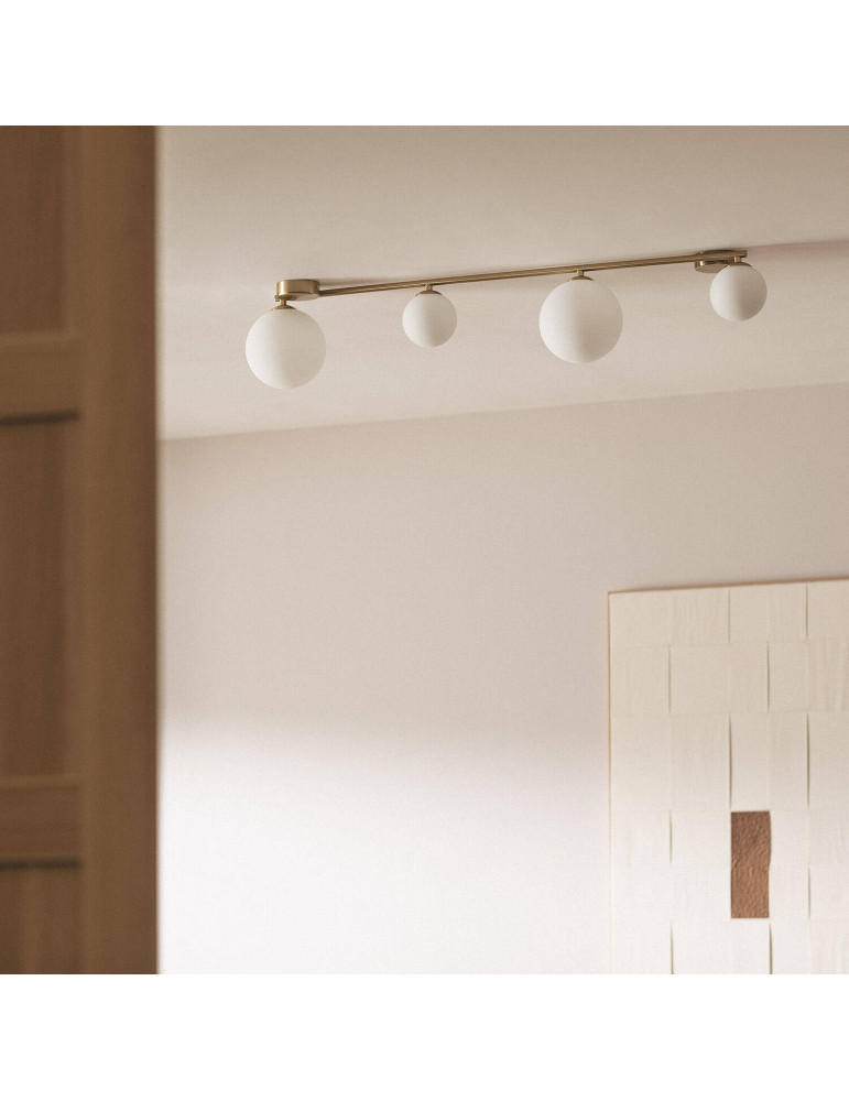 Plafonnier Métal et Verre Moonlight Brass 4 Spots