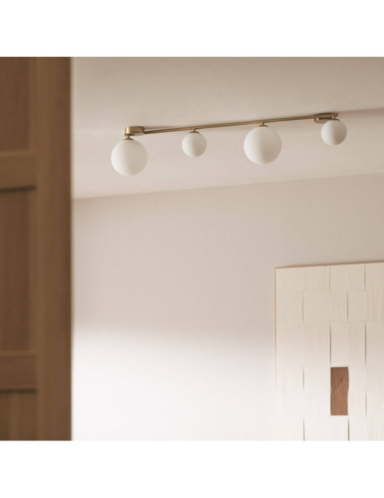 Plafonnier Métal et Verre Moonlight Brass 4 Spots