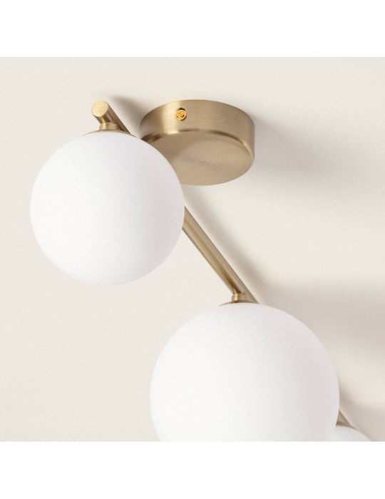 Plafonnier Métal et Verre Moonlight Brass 4 Spots