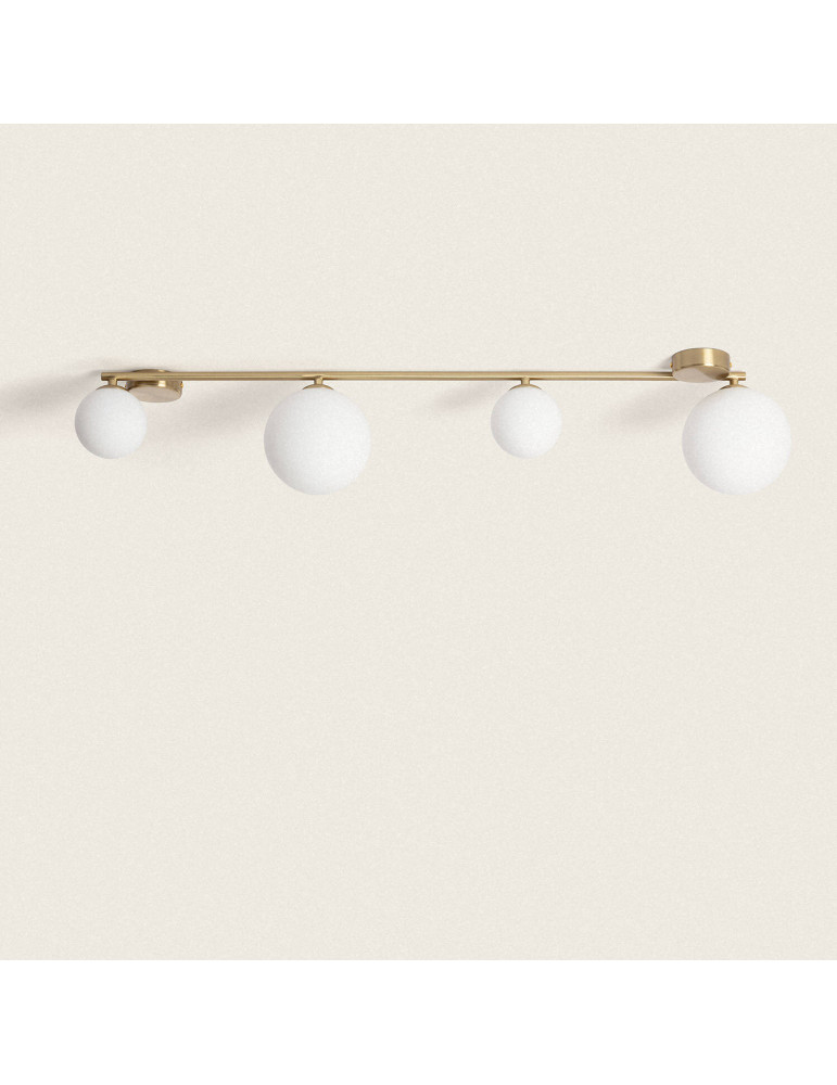 Plafonnier Métal et Verre Moonlight Brass 4 Spots