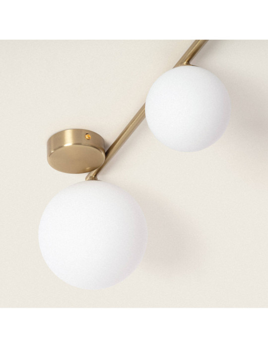 Plafonnier Métal et Verre Moonlight Brass 4 Spots