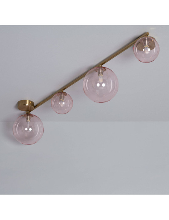 Plafonnier Métal et Verre Moonlight Brass 4 Spots