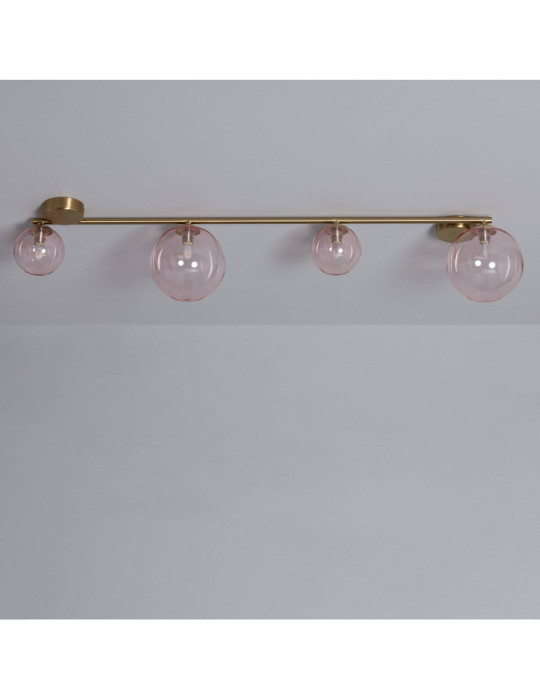 Plafonnier Métal et Verre Moonlight Brass 4 Spots