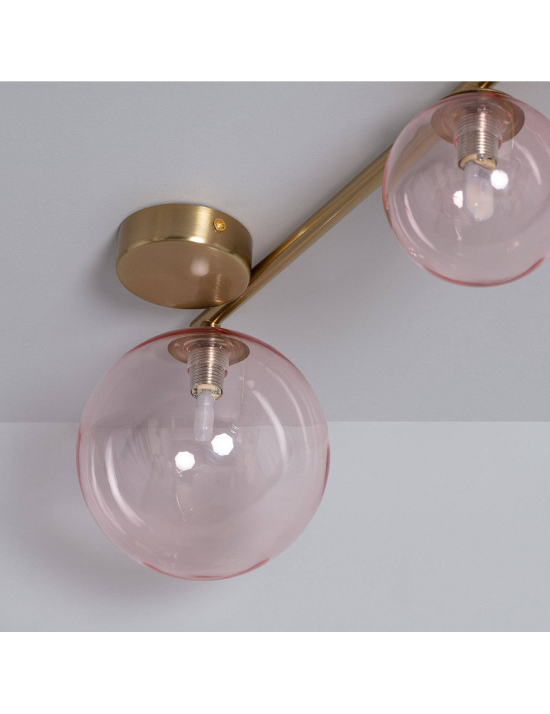 Plafonnier Métal et Verre Moonlight Brass 4 Spots