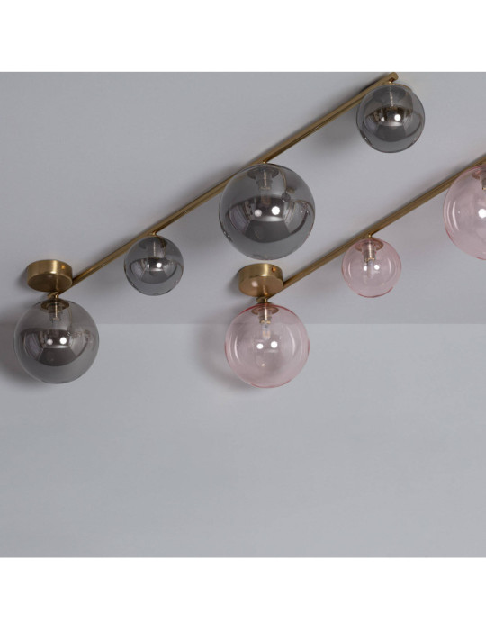 Plafonnier Métal et Verre Moonlight Brass 4 Spots