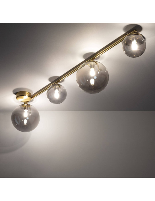 Plafonnier Métal et Verre Moonlight Brass 4 Spots