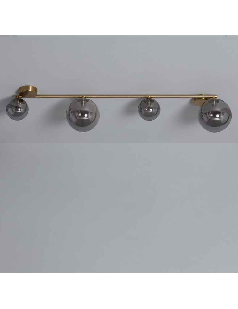 Plafonnier Métal et Verre Moonlight Brass 4 Spots