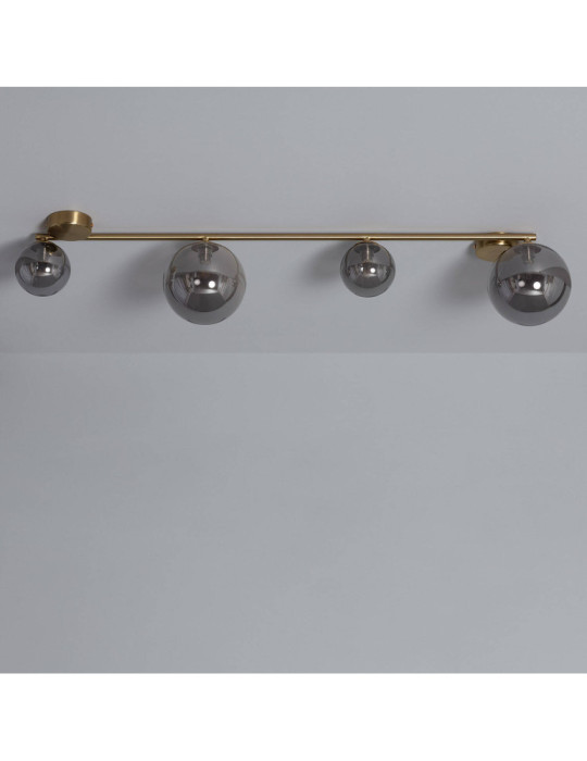 Plafonnier Métal et Verre Moonlight Brass 4 Spots