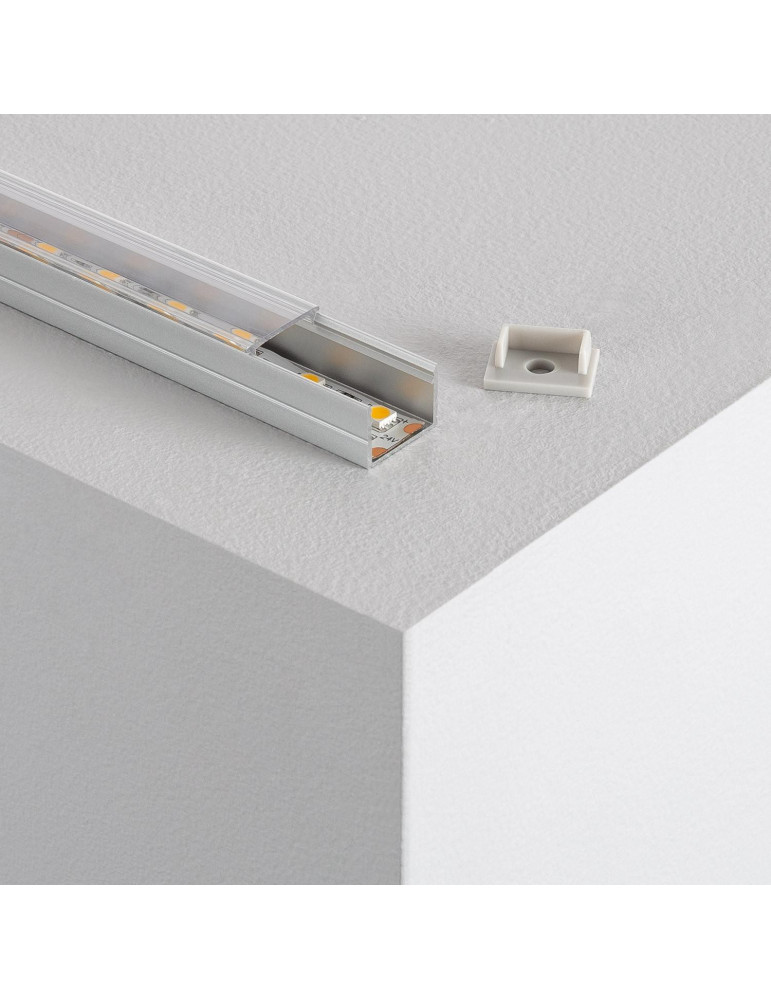 Profilé Aluminium en Saillie avec Capot Continu pour Ruban LED jusqu'à 16mm