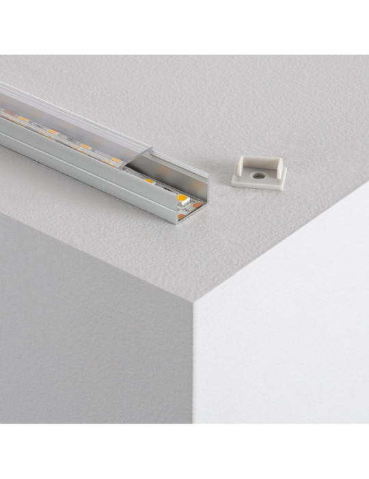 Profilé Aluminium en Saillie avec Capot Continu pour Ruban LED jusqu'à 16mm