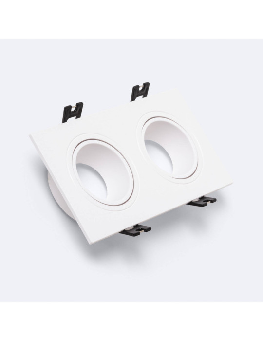 Collerette Downlight Carré Orientable pour deux Ampoules LED GU10 / GU5.3 Coupe 75x150 mm Collerette Downlight Carré Orientable pour deux Ampoules LED GU10 / GU5.3 Coupe 75x150 mm