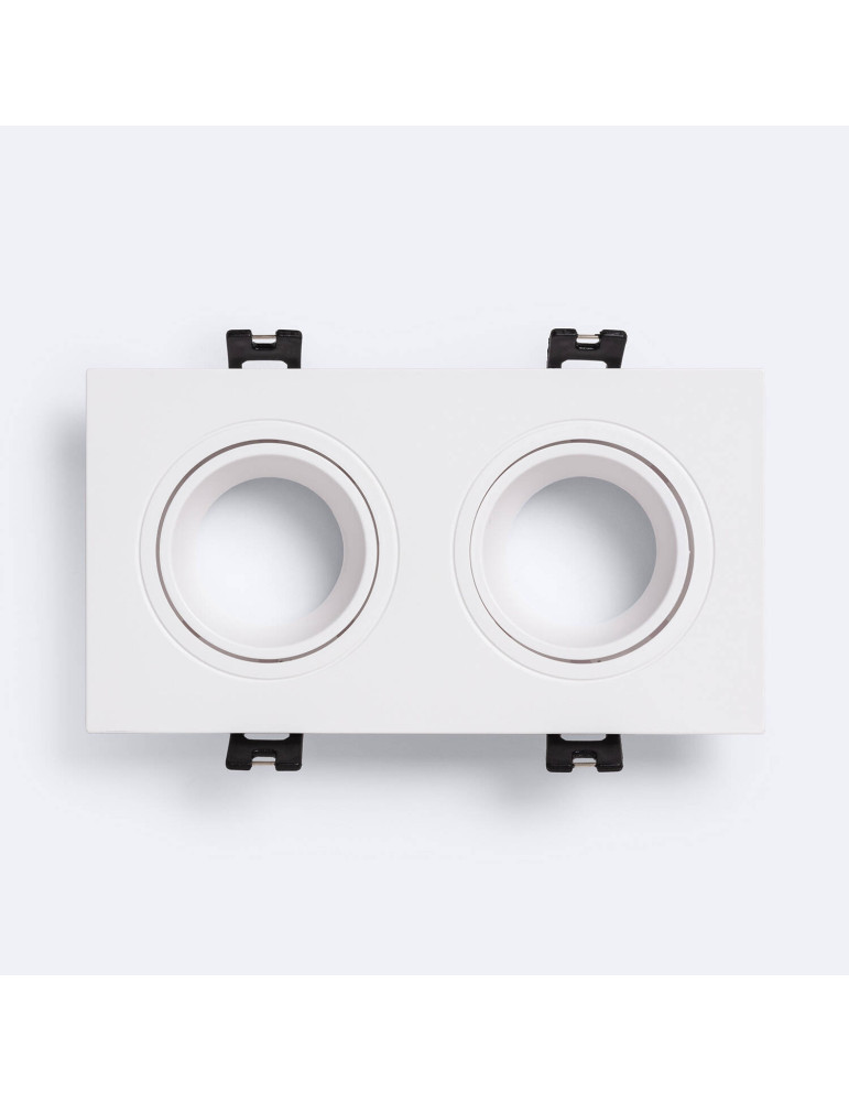 Collerette Downlight Carré Orientable pour deux Ampoules LED GU10 / GU5.3 Coupe 75x150 mm