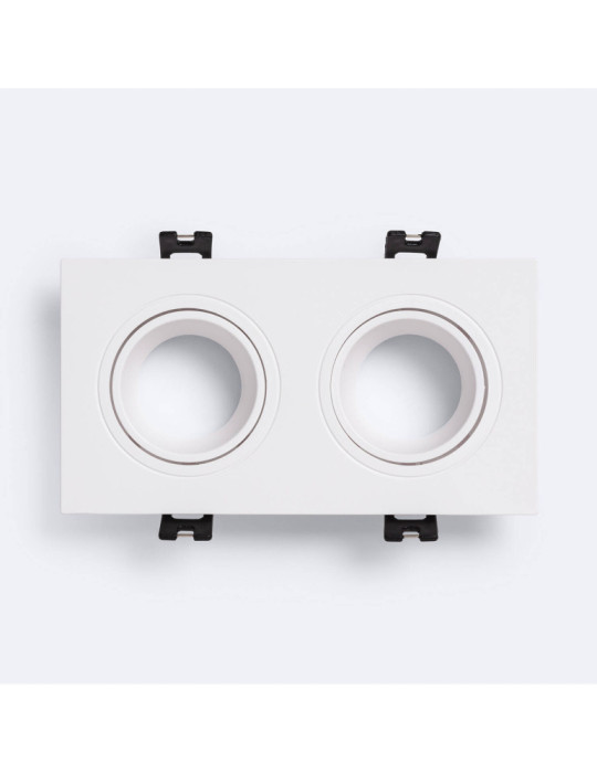 Collerette Downlight Carré Orientable pour deux Ampoules LED GU10 / GU5.3 Coupe 75x150 mm