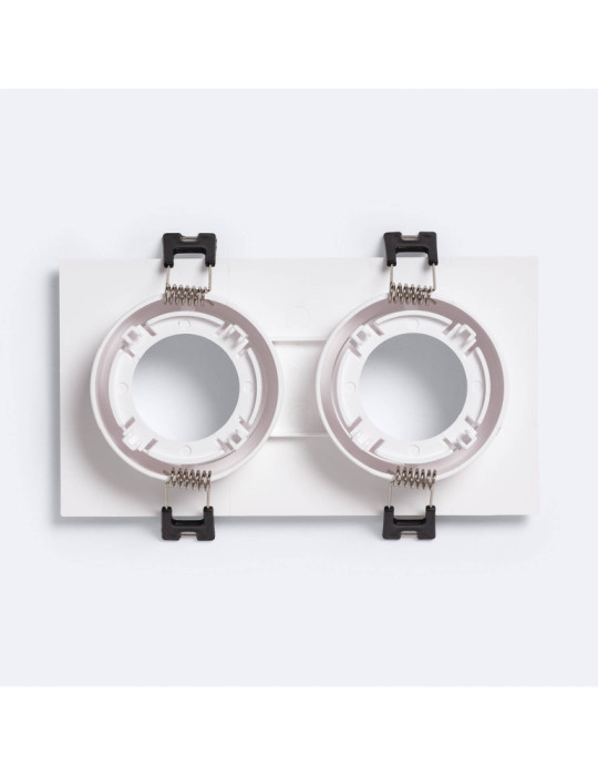 Collerette Downlight Carré Orientable pour deux Ampoules LED GU10 / GU5.3 Coupe 75x150 mm