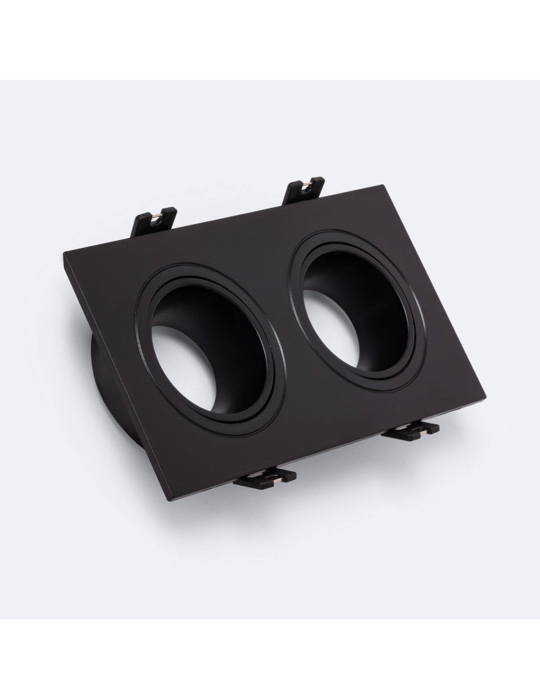 Collerette Downlight Carré Orientable pour deux Ampoules LED GU10 / GU5.3 Coupe 75x150 mm Collerette Downlight Carré Orientable pour deux Ampoules LED GU10 / GU5.3 Coupe 75x150 mm