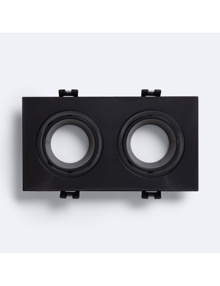 Collerette Downlight Carré Orientable pour deux Ampoules LED GU10 / GU5.3 Coupe 75x150 mm