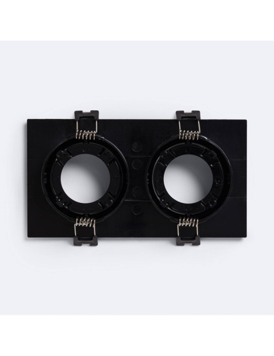 Collerette Downlight Carré Orientable pour deux Ampoules LED GU10 / GU5.3 Coupe 75x150 mm