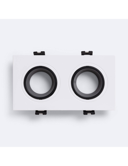 Collerette Downlight Carré Orientable pour deux Ampoules LED GU10 / GU5.3 Coupe 75x150 mm