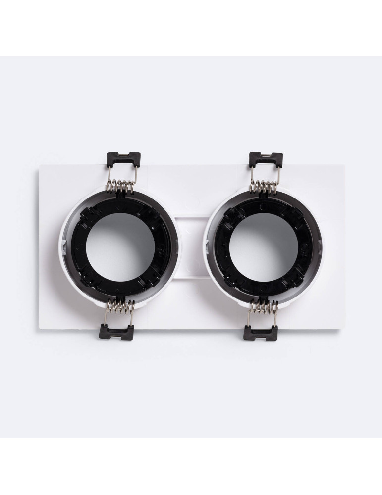 Collerette Downlight Carré Orientable pour deux Ampoules LED GU10 / GU5.3 Coupe 75x150 mm