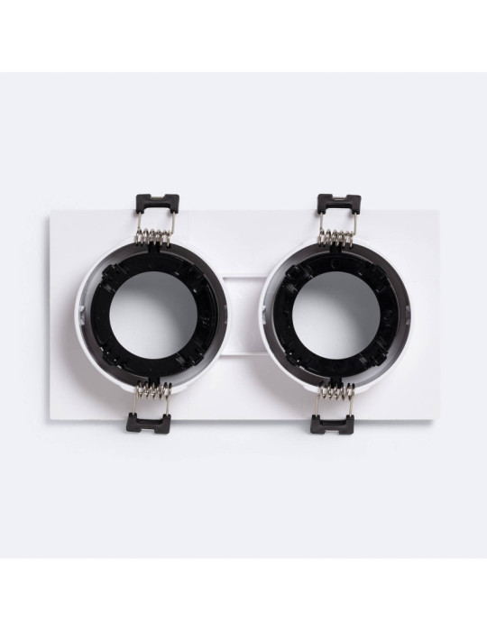 Collerette Downlight Carré Orientable pour deux Ampoules LED GU10 / GU5.3 Coupe 75x150 mm