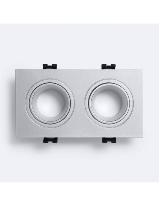 Collerette Downlight Carré Orientable pour deux Ampoules LED GU10 / GU5.3 Coupe 75x150 mm