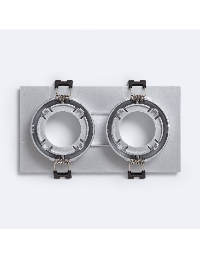 Collerette Downlight Carré Orientable pour deux Ampoules LED GU10 / GU5.3 Coupe 75x150 mm