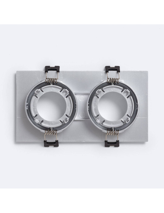 Collerette Downlight Carré Orientable pour deux Ampoules LED GU10 / GU5.3 Coupe 75x150 mm