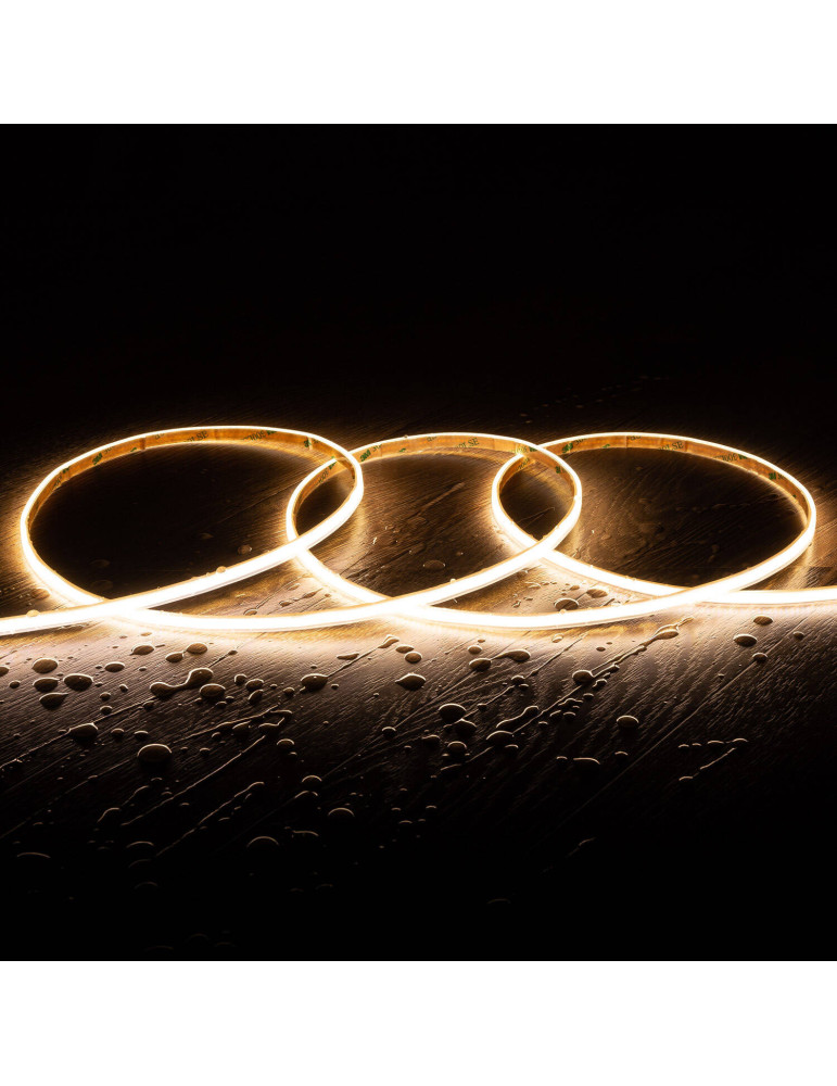 Ruban LED COB 24V DC 385LED/m 5m IP65 CRI90 Super-Étroit Largeur 7mm Coupe tous les 4cm