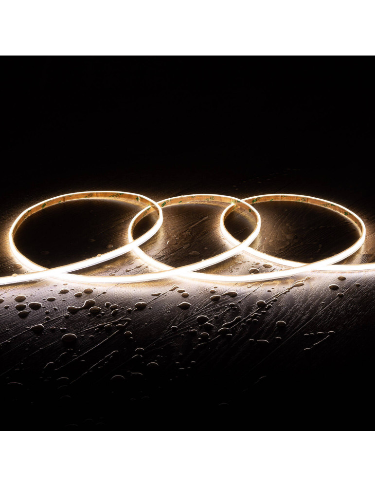 Ruban LED COB 24V DC 385LED/m 5m IP65 CRI90 Super-Étroit Largeur 7mm Coupe tous les 4cm