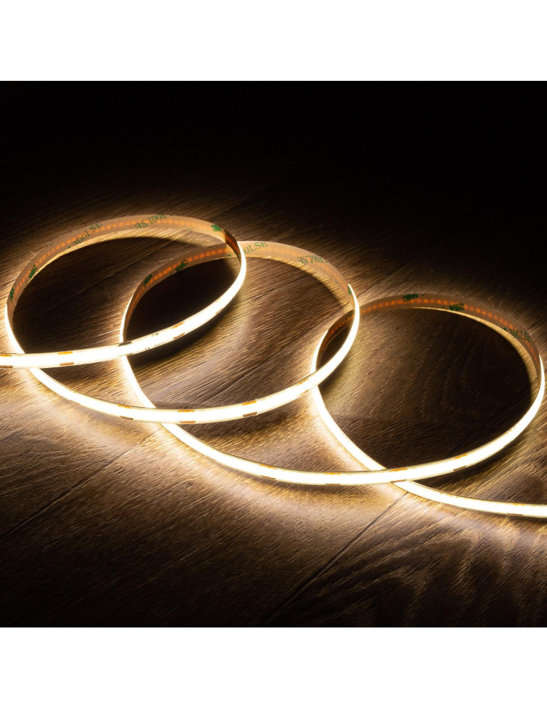 Ruban LED 12V DC COB 320 LED/m 5m IP20 CRI90 Largeur 8mm Coupe tous les 2