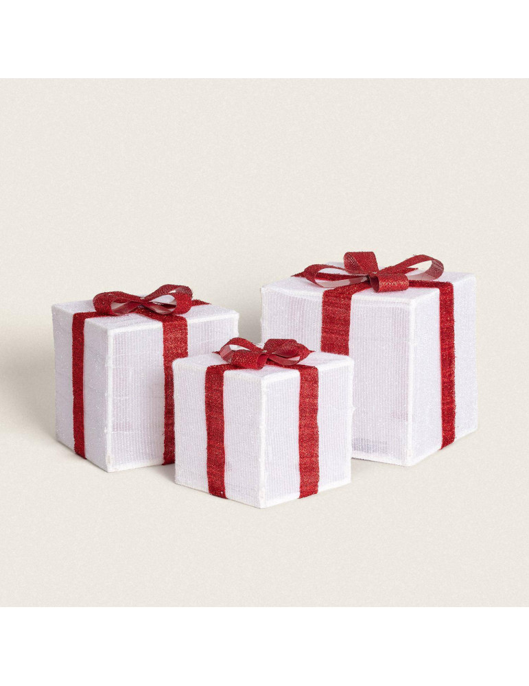 Pack de 3 Boîtes Cadeaux de Noël LED à Piles Noelle